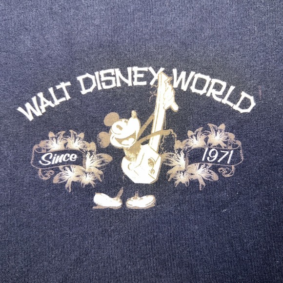 VTG Disney Parks T Shirt Men's Sz XL Blue Ringer Ukulele Floral Double Sided Tee - Picture 5 of 9